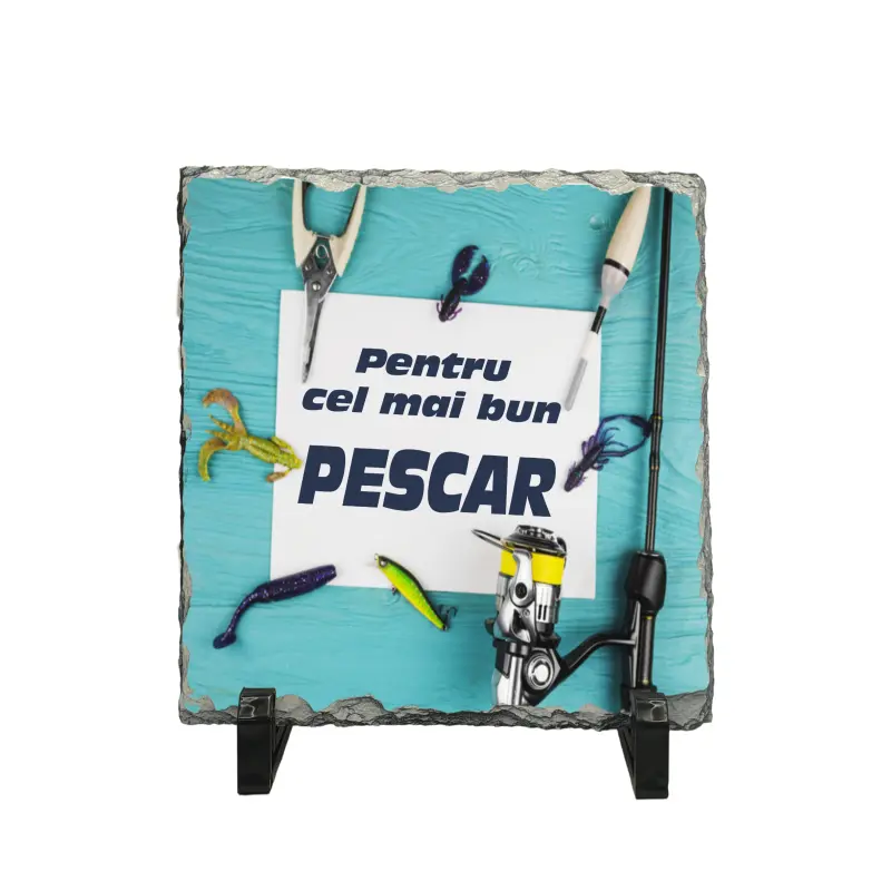 Pentru cel mai bun pescar piatra ardezie personalizata, cu mesaj model, pa078